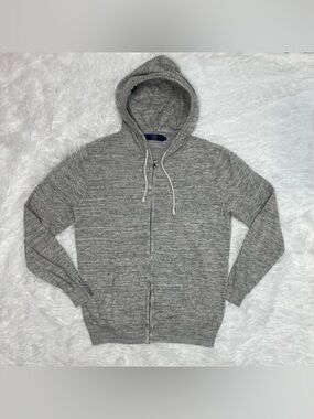 J. Crew Men’s Size M Medium Full Zip Hoodie Gray Cotton Lightweight Jacket